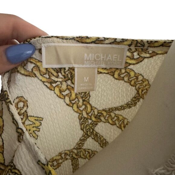 MICHAEL KORS Gold Chain Print Top Size Medium - Picture 5 of 8
